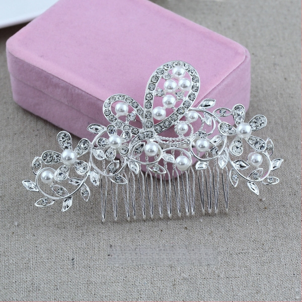 Koreapõhise stiiliga segust juuksekamm lillede motiiviga, elektroplakatsioon, kristallide aktsendid