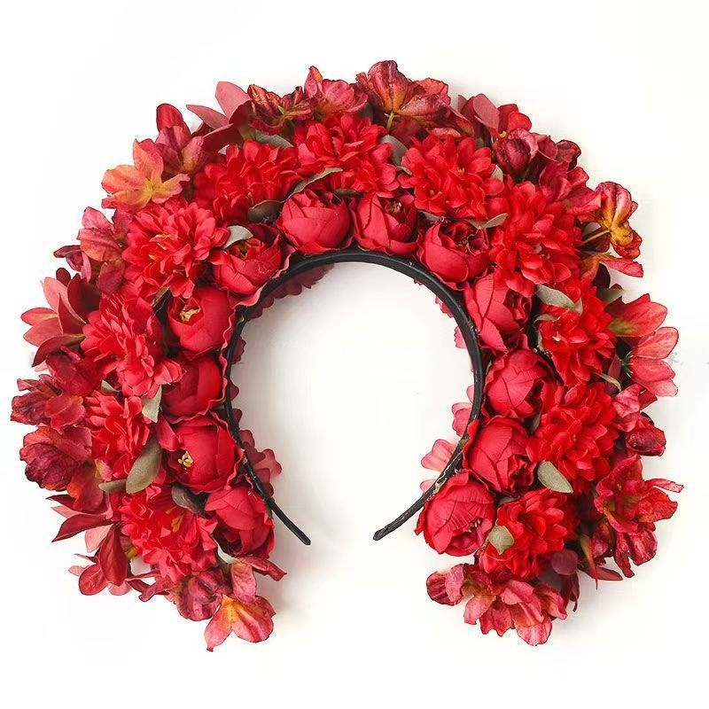 Matu lente ar tīkla ziedu matu loku, rokdarbs, sievietēm, etniskā stila, salds svaigs izskats, pavasaris 2025