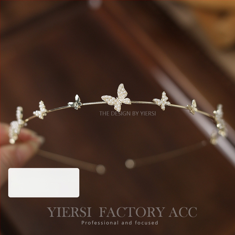 Galvas lente ar pērļu un kristālu ziedu, sakausējums, elektroplakāts, rudens 2023, japāņu un korejiešu stils, sievietēm