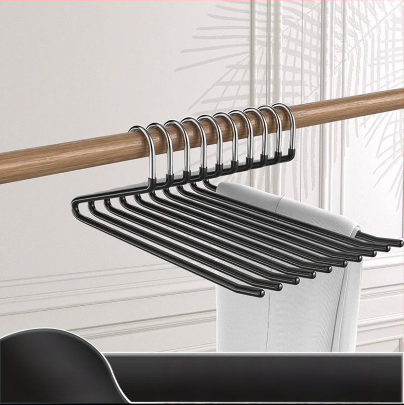 Žąsies formos kelnių pakabiklis su nano PVC danga, neslidus, vieno sluoksnio be siūlių dizainas, dip molding technologija, 2 vnt komplektas, tinkamas kelnioms, šalikams ir kaklaraišėms