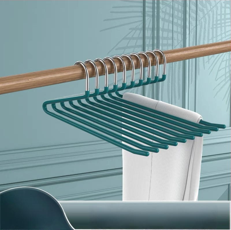 Žąsies formos kelnių pakabiklis su nano PVC danga, neslidus, vieno sluoksnio be siūlių dizainas, dip molding technologija, 2 vnt komplektas, tinkamas kelnioms, šalikams ir kaklaraišėms