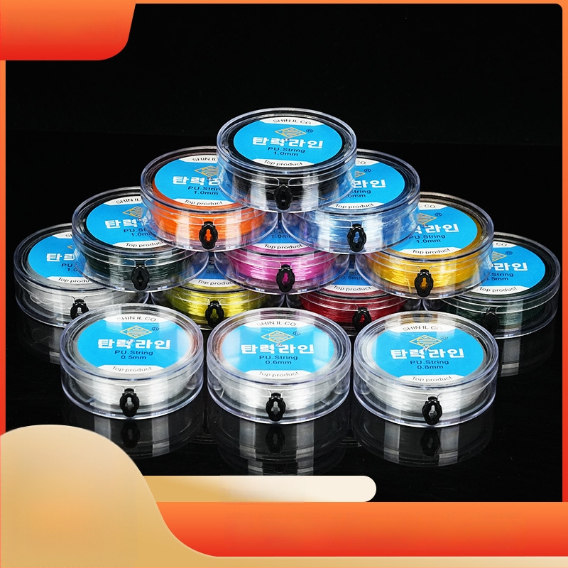 Elastinė žvejybos linija su apvaliu skaidriu krištolo siūlu ir karoliukais, rankų mezgimas iš spandekso