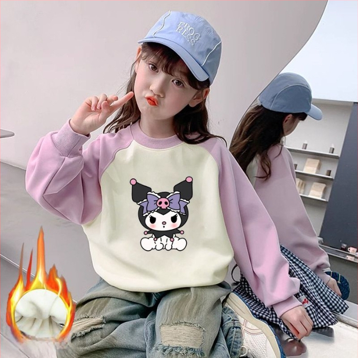 Mergaitėms skirtas Korėjos stiliaus džemperis su animaciniu raštu, tankus audinys, ilgomis rankovėmis, vaikams nuo 3 iki 8 metų