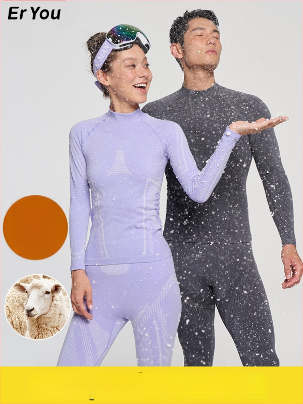 Unisex ātri žūstošs vilnas termālais komplekts ziemas, pavasara un rudens sportiem: slēpošana, riteņbraukšana, pārgājieni