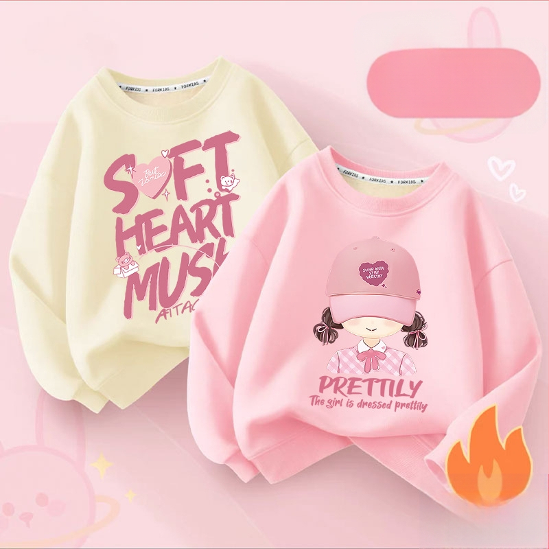 Vaikų flisinis džemperis su ilgomis rankovėmis, megztinio stiliaus, animacinis raštas, vilnos pamušalas