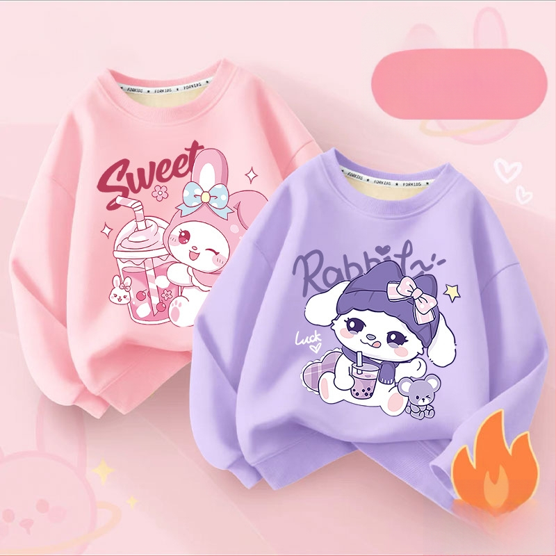 Vaikų flisinis džemperis su ilgomis rankovėmis, megztinio stiliaus, animacinis raštas, vilnos pamušalas