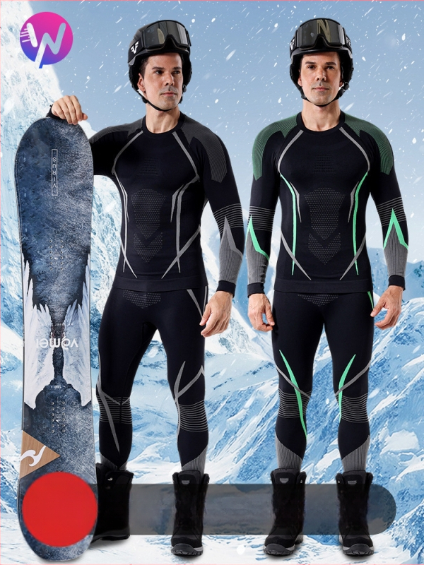 Vīriešu skiju bāzes slāņa komplekts ar ātru žāvēšanu – silts, mitrumu vadot, maisījuma šķiedras, piemērots ziemai, rudenim un pavasarim.