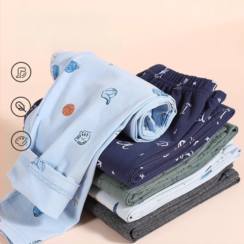 Berniukams skirti medvilnės-vilos ilgos kelnės, viduryje juosmens, 100% medvilnė, ruduo–žiema, 3–8 metų