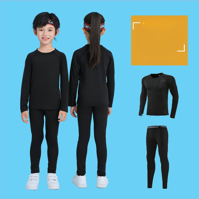 Unisex bērnu sporta komplekts — 92% poliesters, 8% spandeks iekšējā odā; ātri žūst; ziemas pavasaris rudens; piemērots fitness, basketbolam un futbolam