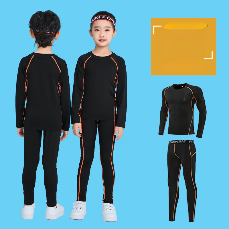 Unisex bērnu sporta komplekts — 92% poliesters, 8% spandeks iekšējā odā; ātri žūst; ziemas pavasaris rudens; piemērots fitness, basketbolam un futbolam