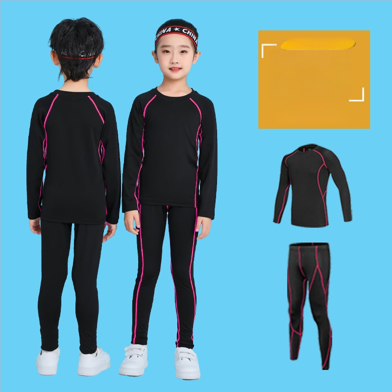Unisex bērnu sporta komplekts — 92% poliesters, 8% spandeks iekšējā odā; ātri žūst; ziemas pavasaris rudens; piemērots fitness, basketbolam un futbolam
