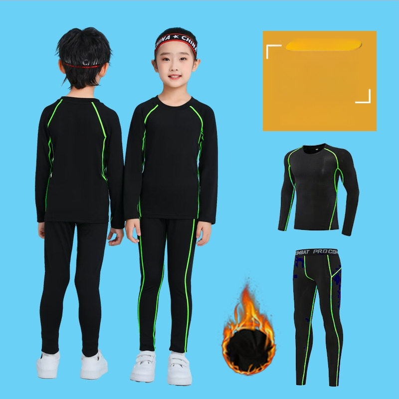 Unisex bērnu sporta komplekts — 92% poliesters, 8% spandeks iekšējā odā; ātri žūst; ziemas pavasaris rudens; piemērots fitness, basketbolam un futbolam