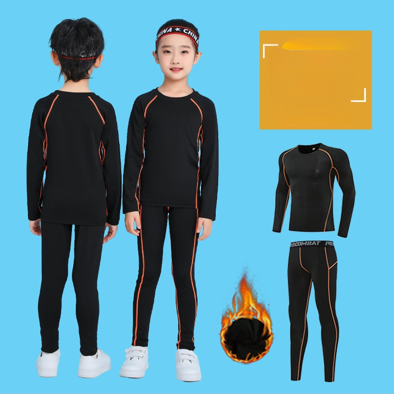 Unisex bērnu sporta komplekts — 92% poliesters, 8% spandeks iekšējā odā; ātri žūst; ziemas pavasaris rudens; piemērots fitness, basketbolam un futbolam