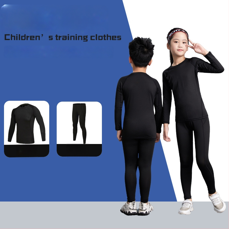 Unisex bērnu sporta komplekts ar stingru piegriezumu, garas piedurknes, gurnu garums, 92% poliesters ar 8% spandeksa oderi, velūra iekšpuse; piemērots ziemai, pavasarim un rudenim; basketbols, futbols, skrējiens.