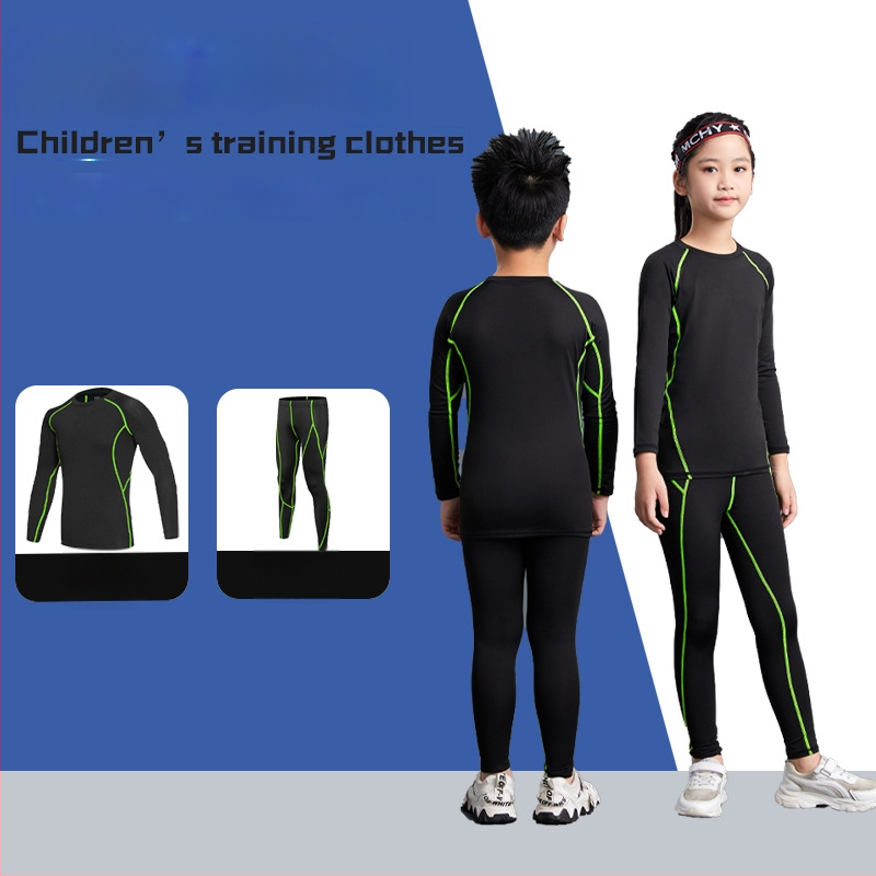 Unisex bērnu sporta komplekts ar stingru piegriezumu, garas piedurknes, gurnu garums, 92% poliesters ar 8% spandeksa oderi, velūra iekšpuse; piemērots ziemai, pavasarim un rudenim; basketbols, futbols, skrējiens.