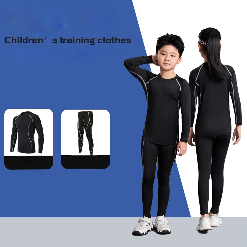 Unisex bērnu sporta komplekts ar stingru piegriezumu, garas piedurknes, gurnu garums, 92% poliesters ar 8% spandeksa oderi, velūra iekšpuse; piemērots ziemai, pavasarim un rudenim; basketbols, futbols, skrējiens.