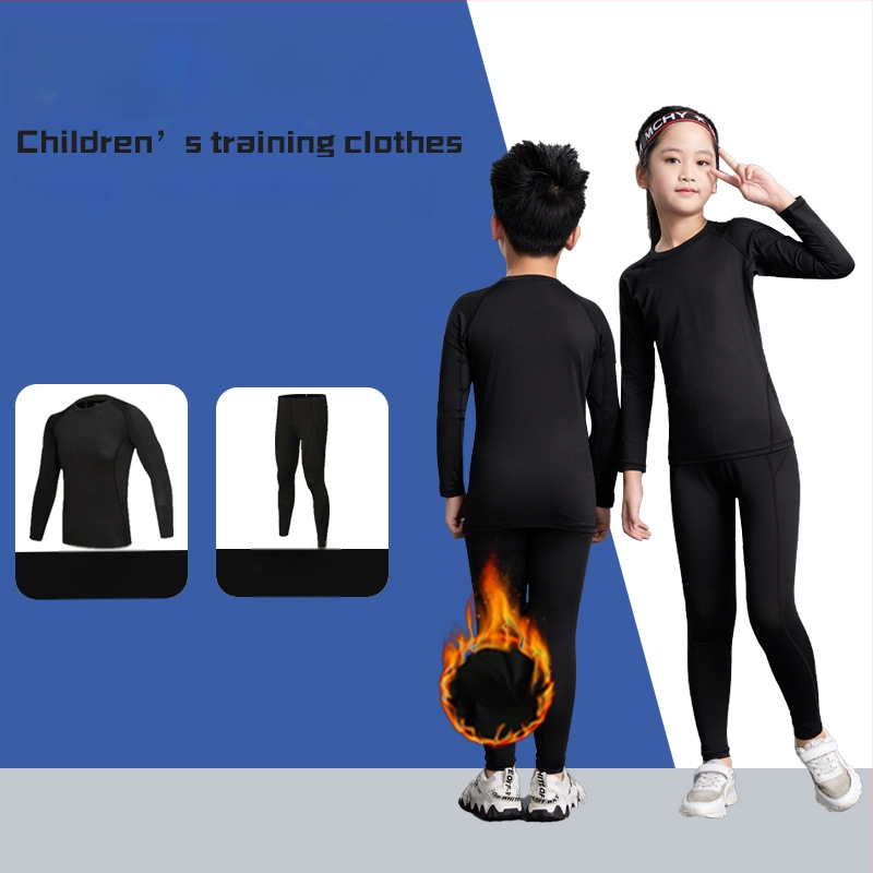 Unisex bērnu sporta komplekts ar stingru piegriezumu, garas piedurknes, gurnu garums, 92% poliesters ar 8% spandeksa oderi, velūra iekšpuse; piemērots ziemai, pavasarim un rudenim; basketbols, futbols, skrējiens.