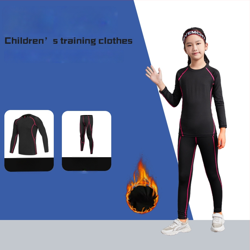 Unisex bērnu sporta komplekts ar stingru piegriezumu, garas piedurknes, gurnu garums, 92% poliesters ar 8% spandeksa oderi, velūra iekšpuse; piemērots ziemai, pavasarim un rudenim; basketbols, futbols, skrējiens.