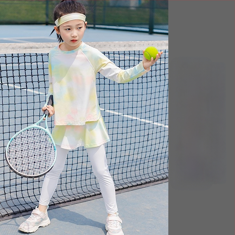 Mergaitėms skirtas rudens-žiemos dviejų dalių sportinis komplektas, UV apsauga, ilgos rankovės, iš regeneruotos celiuliozės pluošto