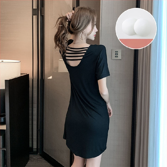 Ženska modal noćna haljina, okrugli izrez, 3/4 rukavi, srednje duljine, prozračna i udobna za kućnu upotrebu i nošenje vani, Modal 50–70%