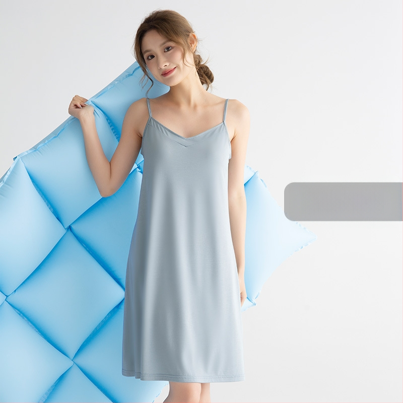 Noćna haljina s jastučićima za dojke — reciklirana vlakna, regenerirana celulozna vlakna, srednja gustoća 161–180 g/m², U- oblik vratnog izreza, bez rukava