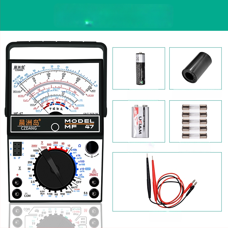 Analogni multimetar MF47 s mehaničkim pokazivačem, visoka preciznost, za električare i studente (MF47A: standardna konfiguracija; s krokodilskim klipom; s 10A vrhom; s silikon kablovima)