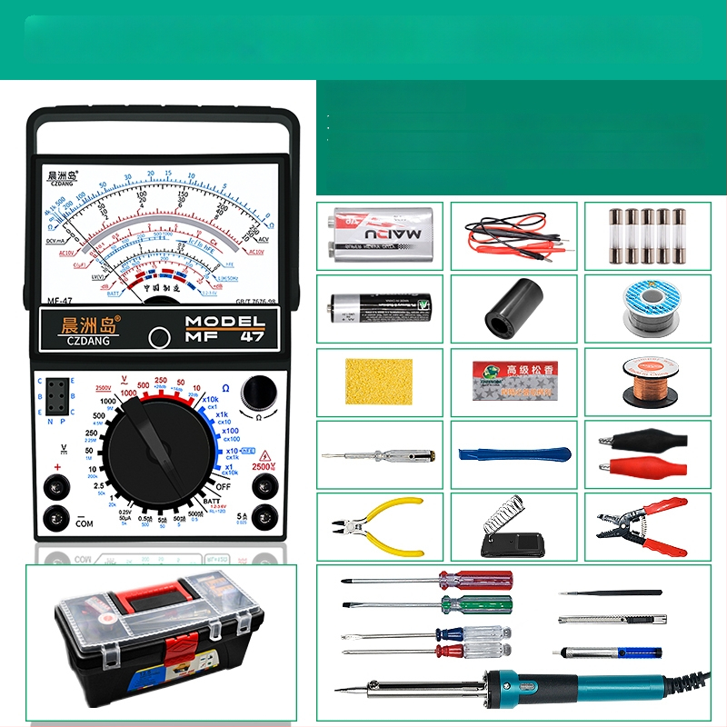 Analogni multimetar MF47 s mehaničkim pokazivačem, visoka preciznost, za električare i studente (MF47A: standardna konfiguracija; s krokodilskim klipom; s 10A vrhom; s silikon kablovima)