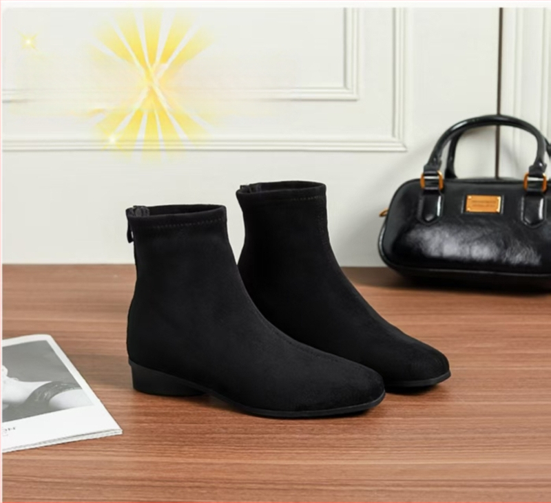 Ženske Martin čizme u retro stilu, kvadratni vrh, semiš, debeli pet 6–8 cm, stražnji zatvarač