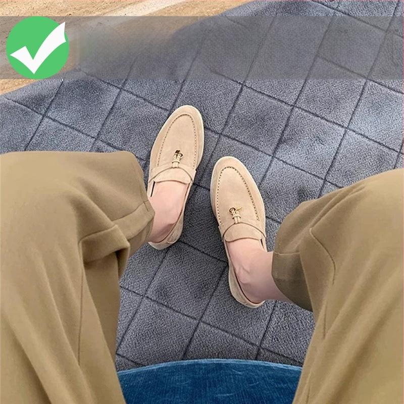 Moteriški slip-on loaferiai su kutais ir sagtimi, paslėpta aukštis, apvali nosis, mikropluošto viršus, guma padas, mikropluošto įdėklas