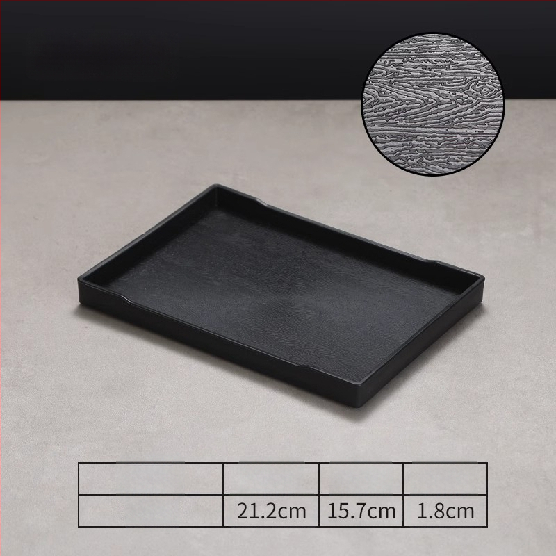 Viesnīcas trauciņš - PP plastmasa, koka imitācijas stils, taisnstūrains, neslīdošs, piemērots glāzēm un kosmētikas uzglabāšanai, ar logotipa druku