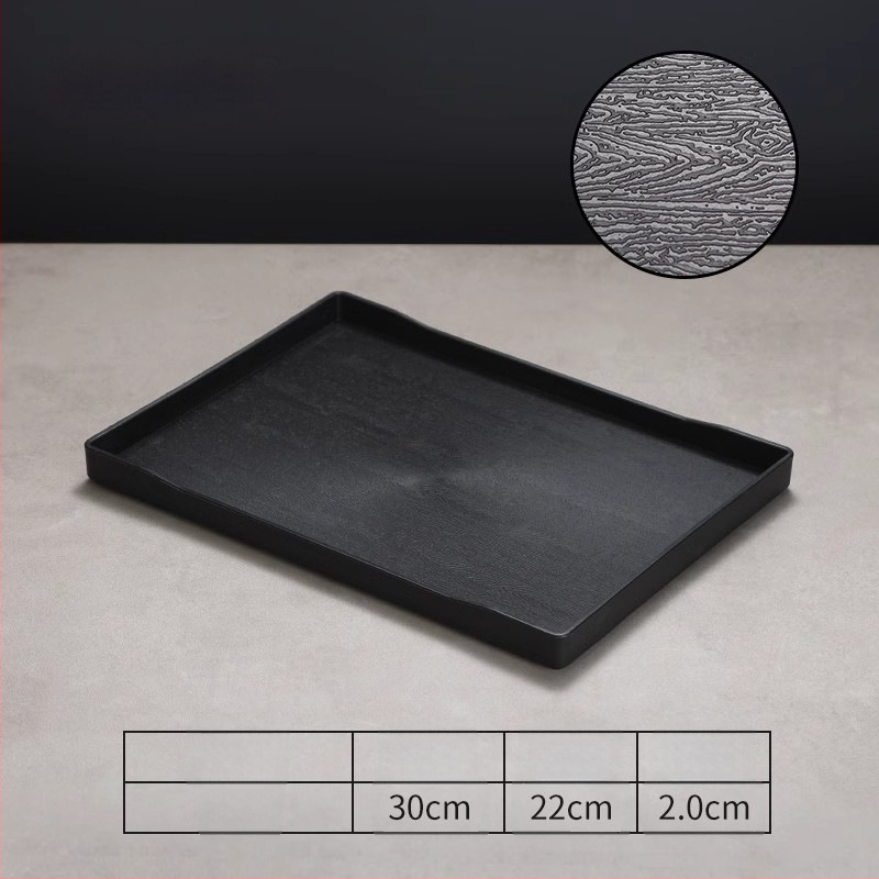 Viesnīcas trauciņš - PP plastmasa, koka imitācijas stils, taisnstūrains, neslīdošs, piemērots glāzēm un kosmētikas uzglabāšanai, ar logotipa druku