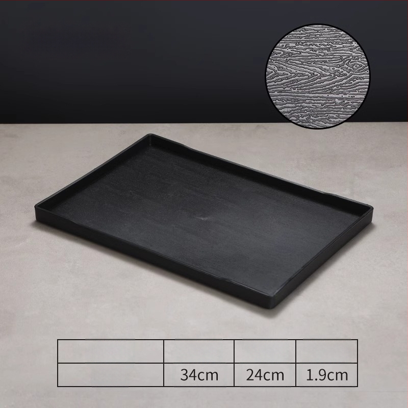 Viesnīcas trauciņš - PP plastmasa, koka imitācijas stils, taisnstūrains, neslīdošs, piemērots glāzēm un kosmētikas uzglabāšanai, ar logotipa druku