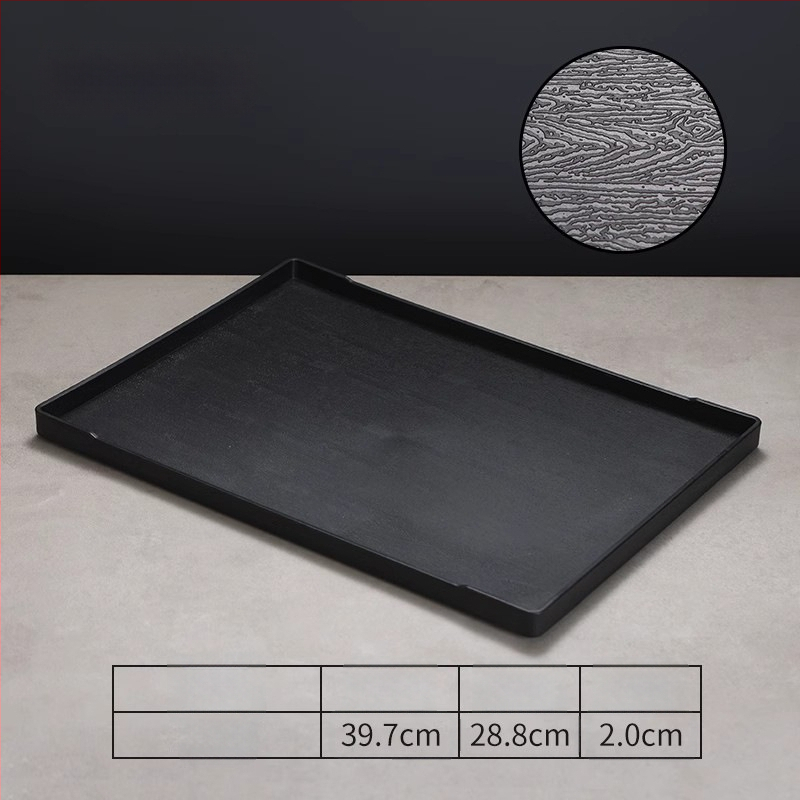 Viesnīcas trauciņš - PP plastmasa, koka imitācijas stils, taisnstūrains, neslīdošs, piemērots glāzēm un kosmētikas uzglabāšanai, ar logotipa druku