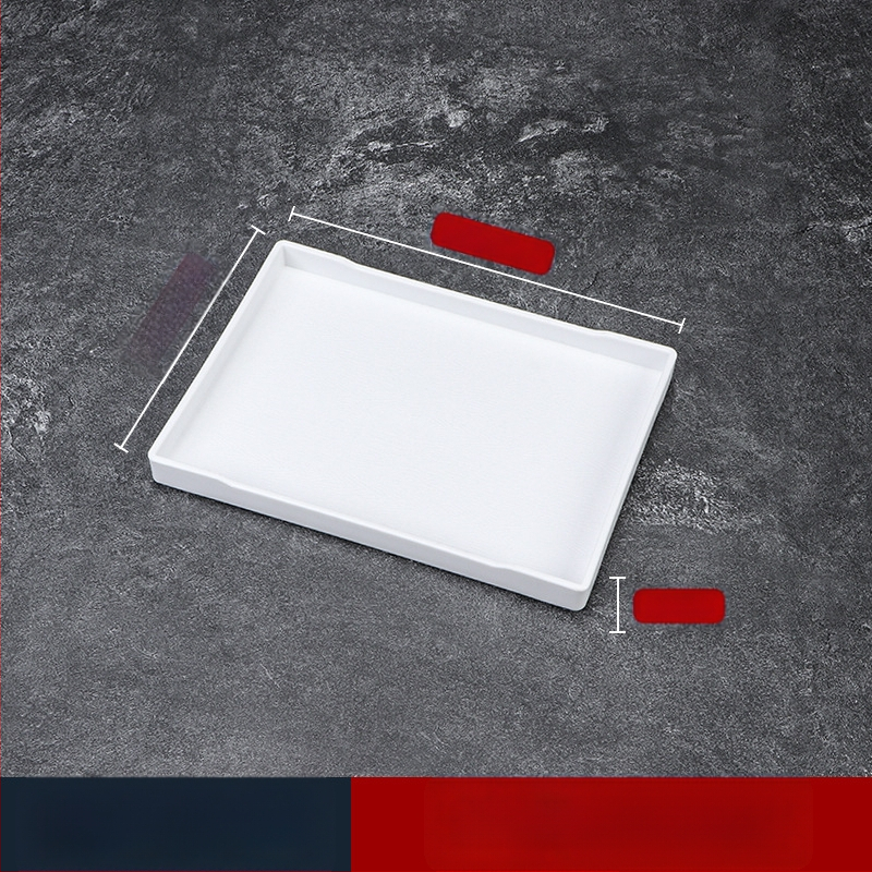 Viesnīcas trauciņš - PP plastmasa, koka imitācijas stils, taisnstūrains, neslīdošs, piemērots glāzēm un kosmētikas uzglabāšanai, ar logotipa druku