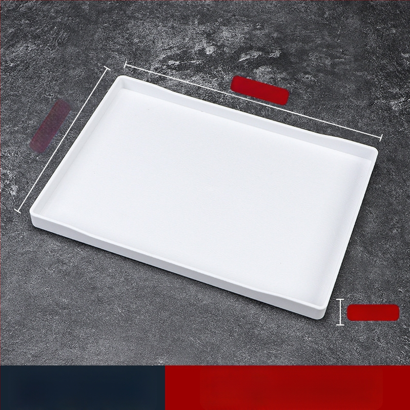 Viesnīcas trauciņš - PP plastmasa, koka imitācijas stils, taisnstūrains, neslīdošs, piemērots glāzēm un kosmētikas uzglabāšanai, ar logotipa druku