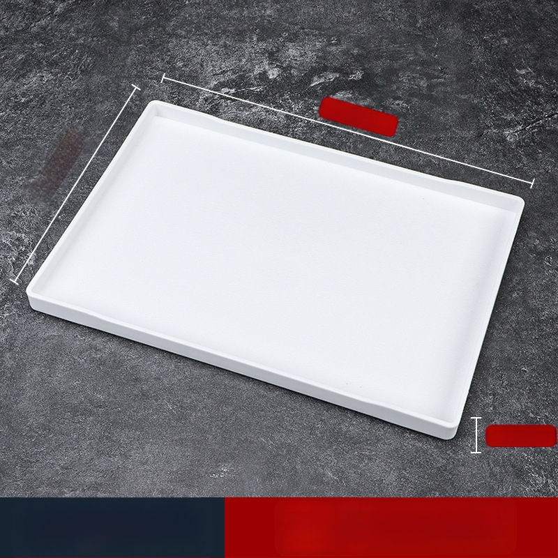 Viesnīcas trauciņš - PP plastmasa, koka imitācijas stils, taisnstūrains, neslīdošs, piemērots glāzēm un kosmētikas uzglabāšanai, ar logotipa druku