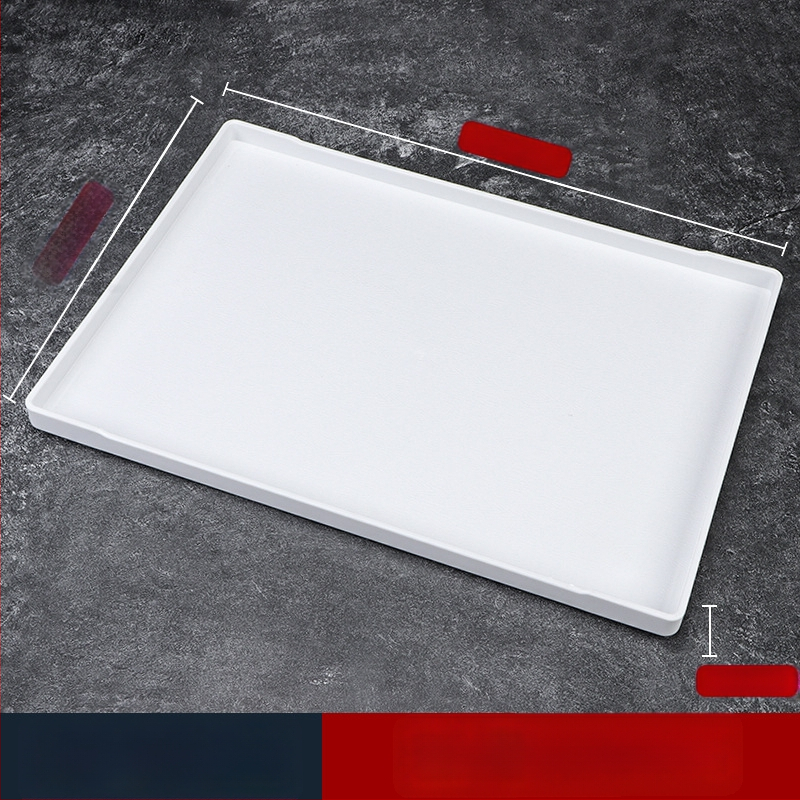 Viesnīcas trauciņš - PP plastmasa, koka imitācijas stils, taisnstūrains, neslīdošs, piemērots glāzēm un kosmētikas uzglabāšanai, ar logotipa druku