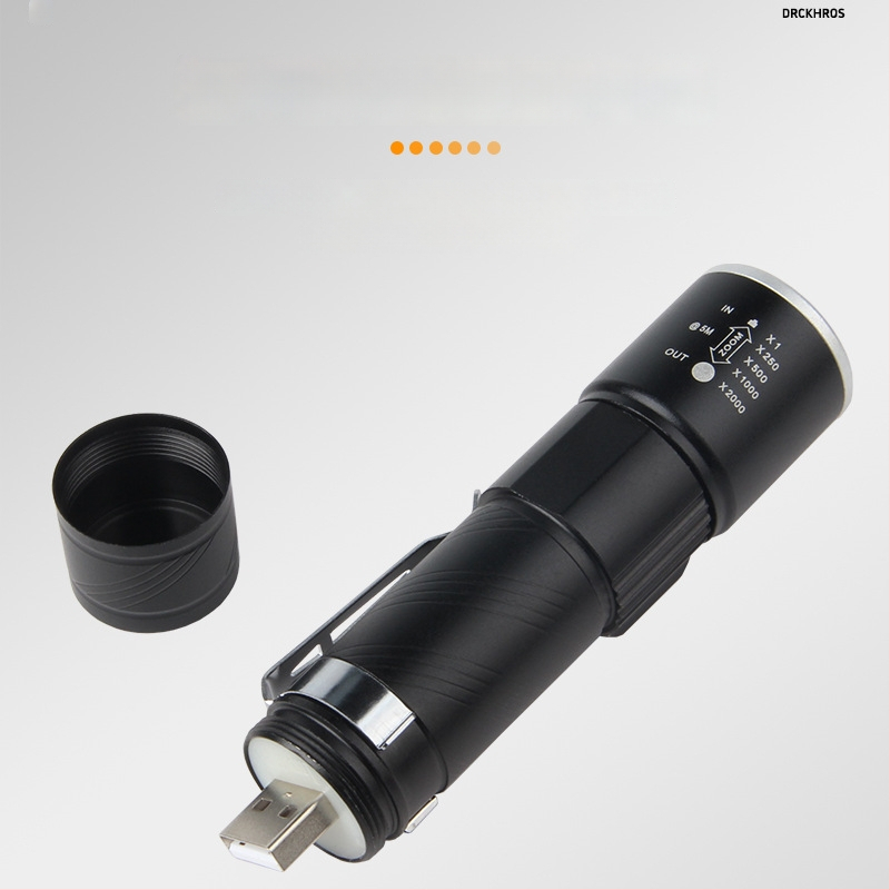 Dviračio USB įkraunamas priekinis žibintas, teleskopinis LED, mini aliuminio lydinio korpusas naktinėms kelionėms