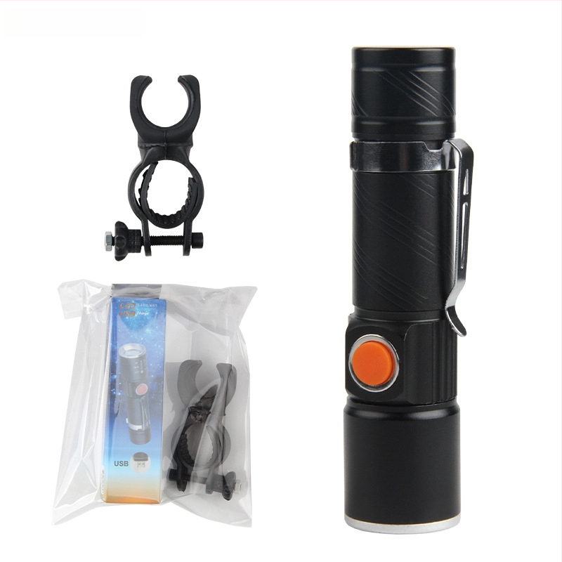 Dviračio USB įkraunamas priekinis žibintas, teleskopinis LED, mini aliuminio lydinio korpusas naktinėms kelionėms