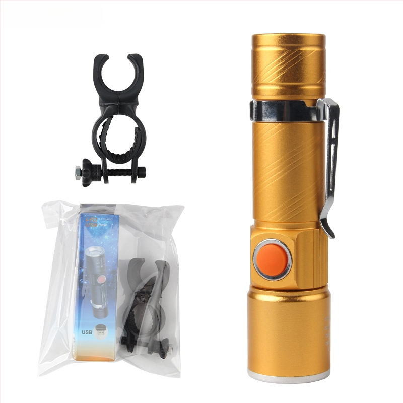 Dviračio USB įkraunamas priekinis žibintas, teleskopinis LED, mini aliuminio lydinio korpusas naktinėms kelionėms