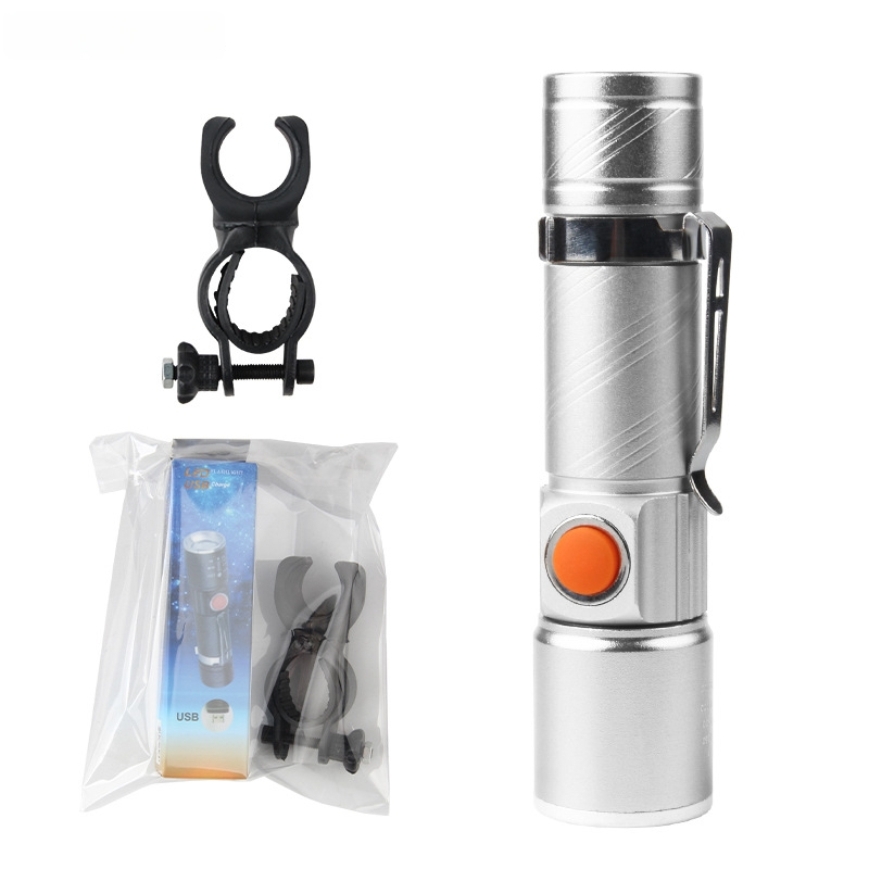 Dviračio USB įkraunamas priekinis žibintas, teleskopinis LED, mini aliuminio lydinio korpusas naktinėms kelionėms