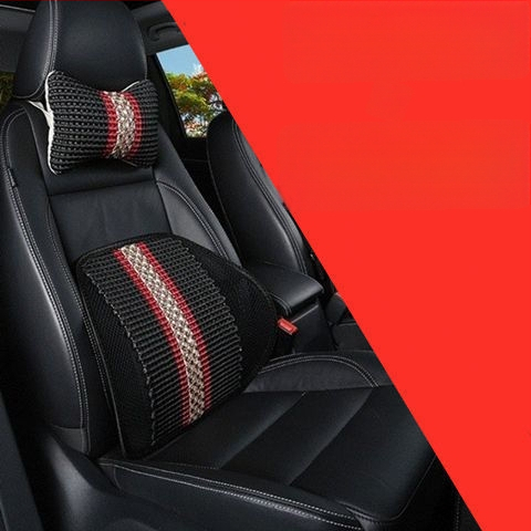 Univerzalna automobilska lumbalna jastučnica s naslonom za glavu i masažom leđa — vanjska Ice Silk, unutarnja PP Cotton, punilo od sintetičkih vlakana, univerzalna kompatibilnost