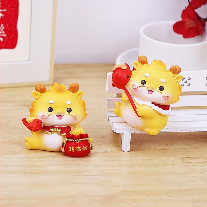 Drakono metų rezinė maskotė figūra stalui, namams ir automobilių interjerui (Be pritaikymo; Dovana gimtadienio ir naujiems namams)