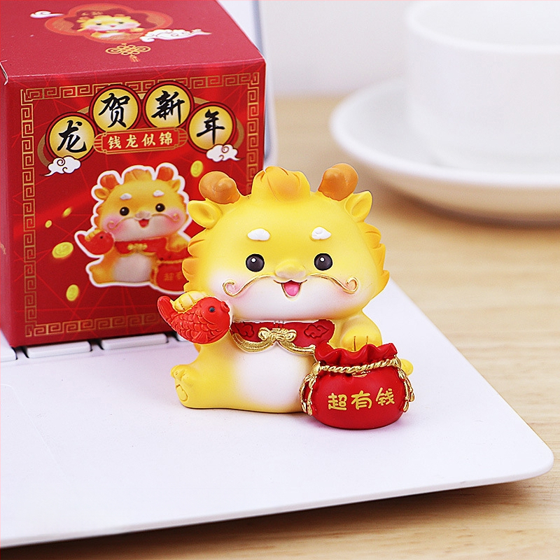 Drakono metų rezinė maskotė figūra stalui, namams ir automobilių interjerui (Be pritaikymo; Dovana gimtadienio ir naujiems namams)