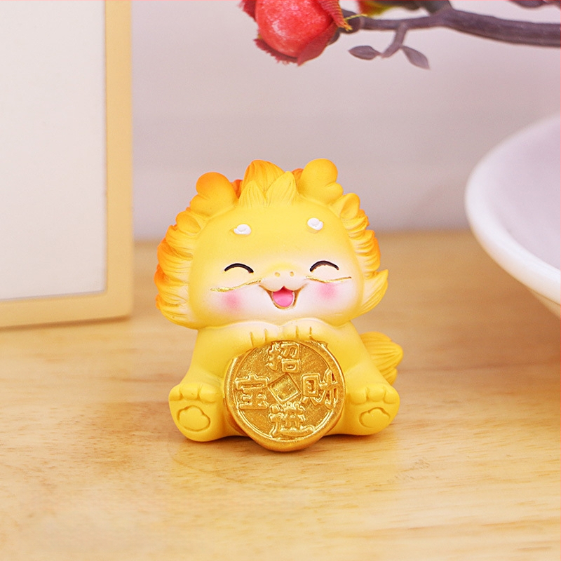 Drakono metų rezinė maskotė figūra stalui, namams ir automobilių interjerui (Be pritaikymo; Dovana gimtadienio ir naujiems namams)