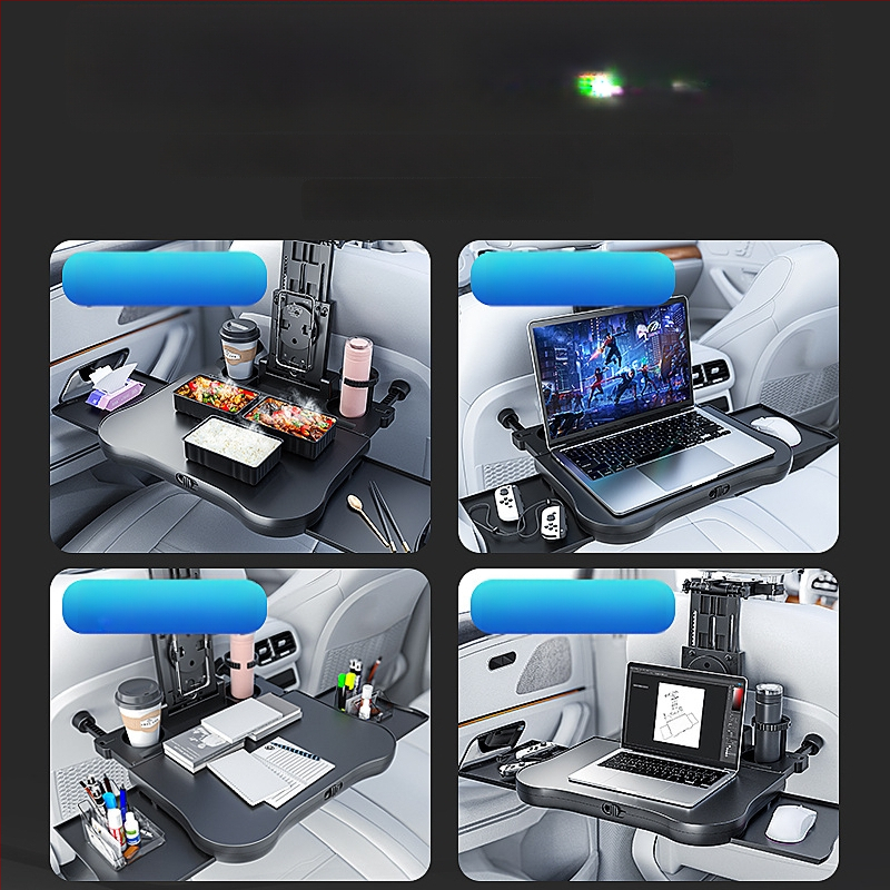 Waytogrow automašīnas ēdināšanas galds ar 360° rotāciju pie aizmugurējā sēdekļa — ABS, saliekama galda plāksne ar dzērienu uzglabāšanu, modelis A08