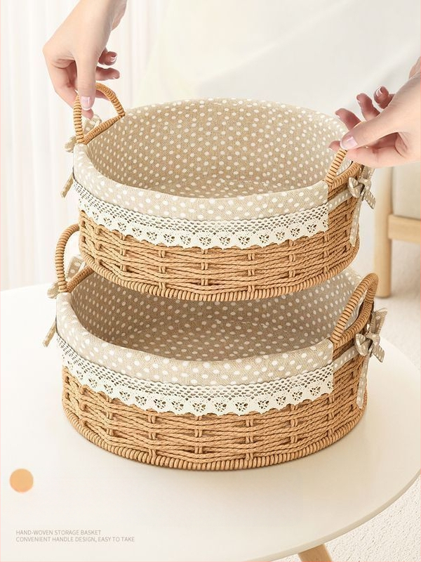 Rataninė saugojimo pintinė raktams ir nuotolinio valdymo pulteliams, stalinis organizatorius ir užkandžiai, megzta įėjimo krepšys, talpa 18 L, japonų stilius, metalinė konstrukcija, logotipo spauda įmanoma