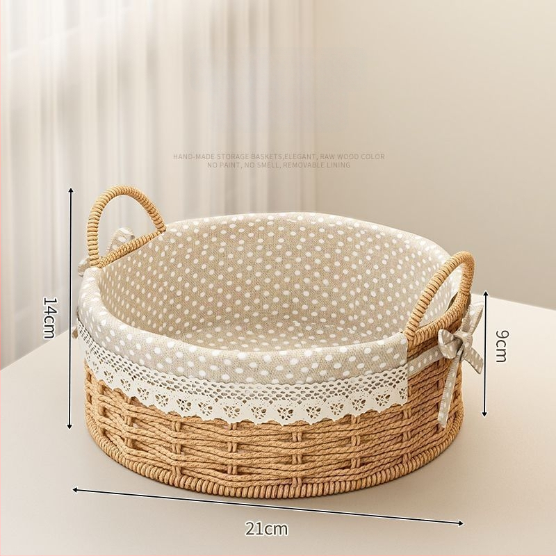 Rataninė saugojimo pintinė raktams ir nuotolinio valdymo pulteliams, stalinis organizatorius ir užkandžiai, megzta įėjimo krepšys, talpa 18 L, japonų stilius, metalinė konstrukcija, logotipo spauda įmanoma