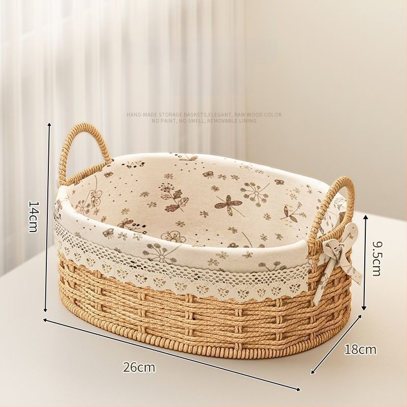 Rataninė saugojimo pintinė raktams ir nuotolinio valdymo pulteliams, stalinis organizatorius ir užkandžiai, megzta įėjimo krepšys, talpa 18 L, japonų stilius, metalinė konstrukcija, logotipo spauda įmanoma