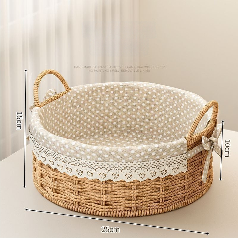 Rataninė saugojimo pintinė raktams ir nuotolinio valdymo pulteliams, stalinis organizatorius ir užkandžiai, megzta įėjimo krepšys, talpa 18 L, japonų stilius, metalinė konstrukcija, logotipo spauda įmanoma